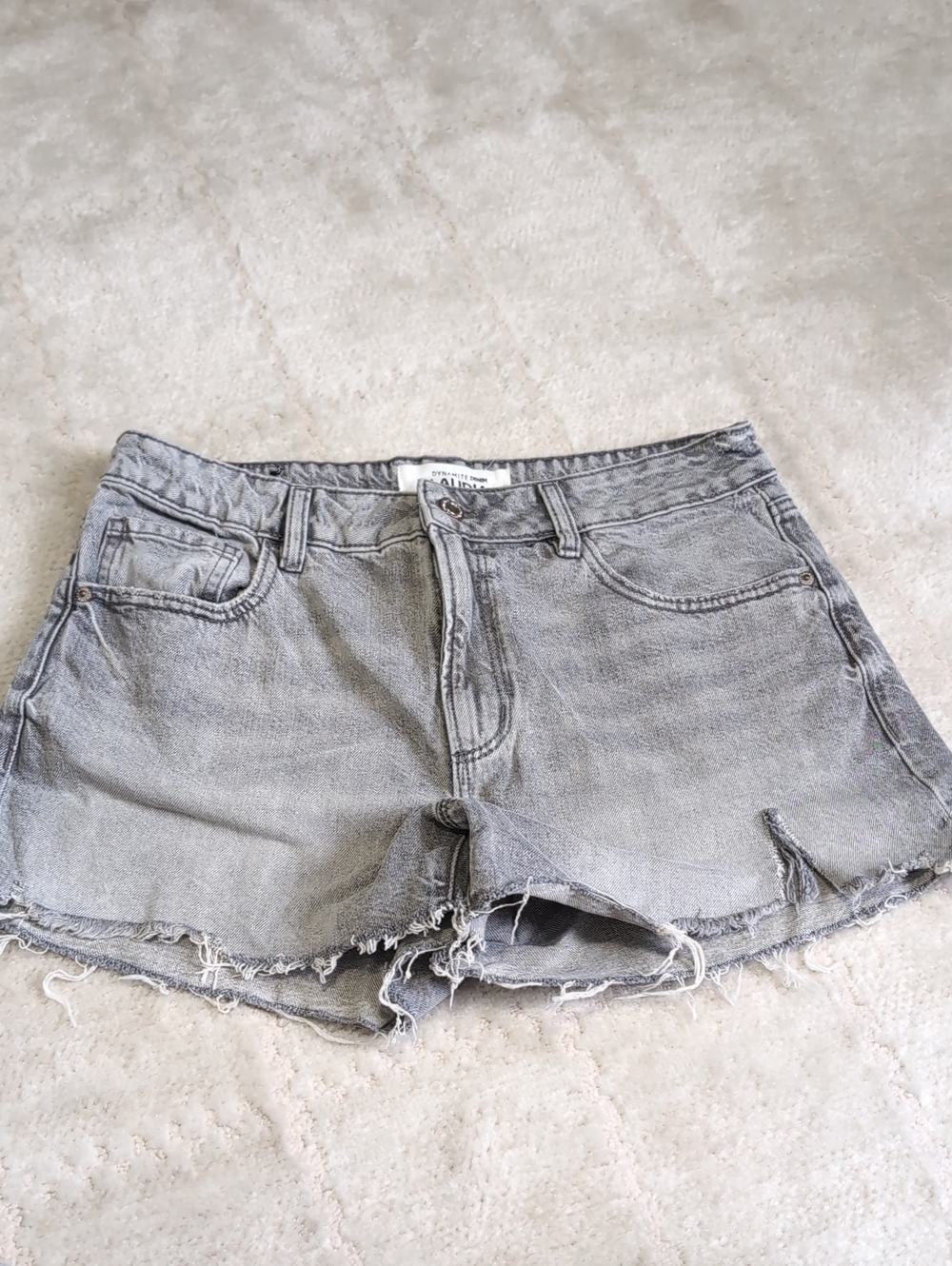 Dynamite Light Gray Distressed Denim Cutoff Shorts